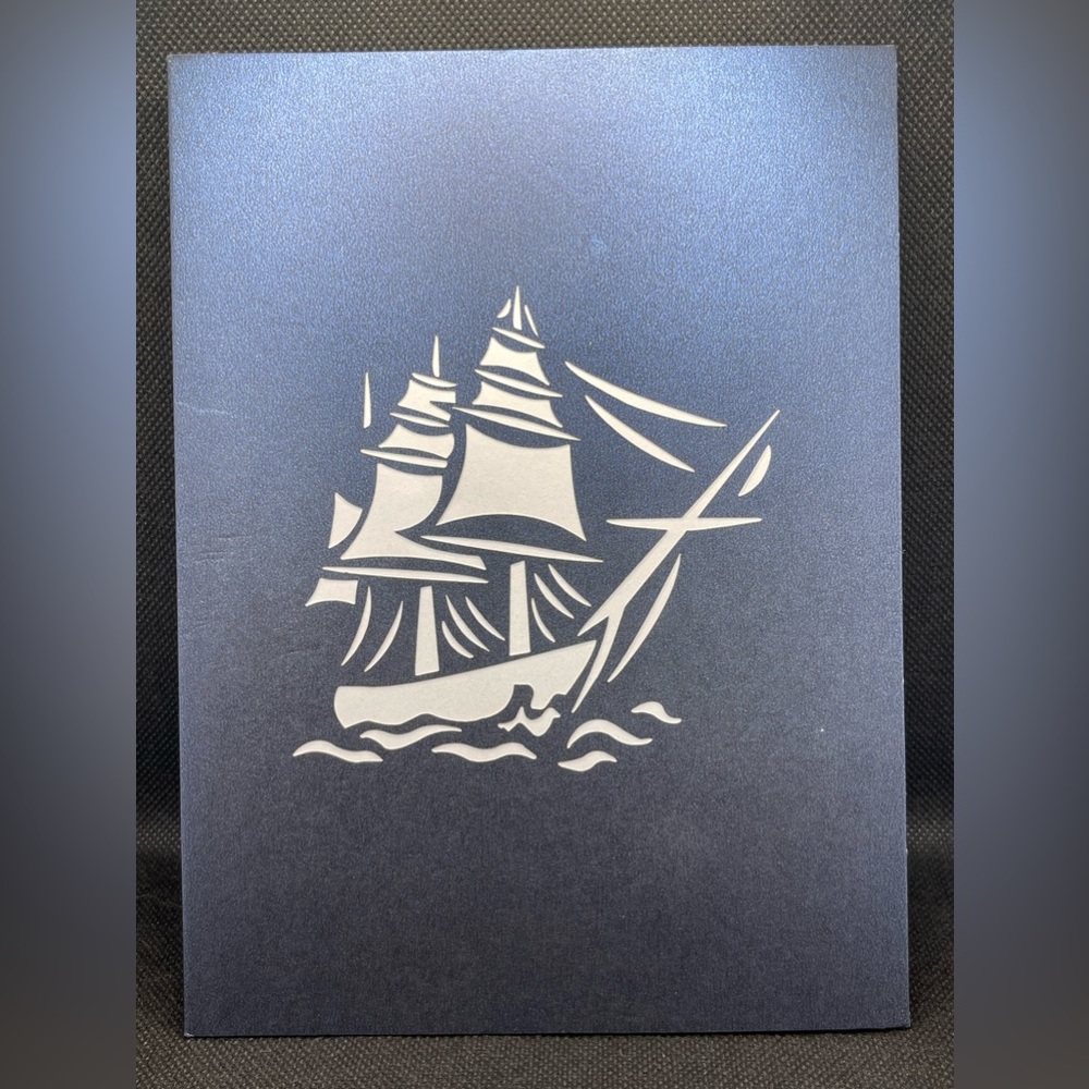 White sailboat pop up card for dad or any occasion with envelope